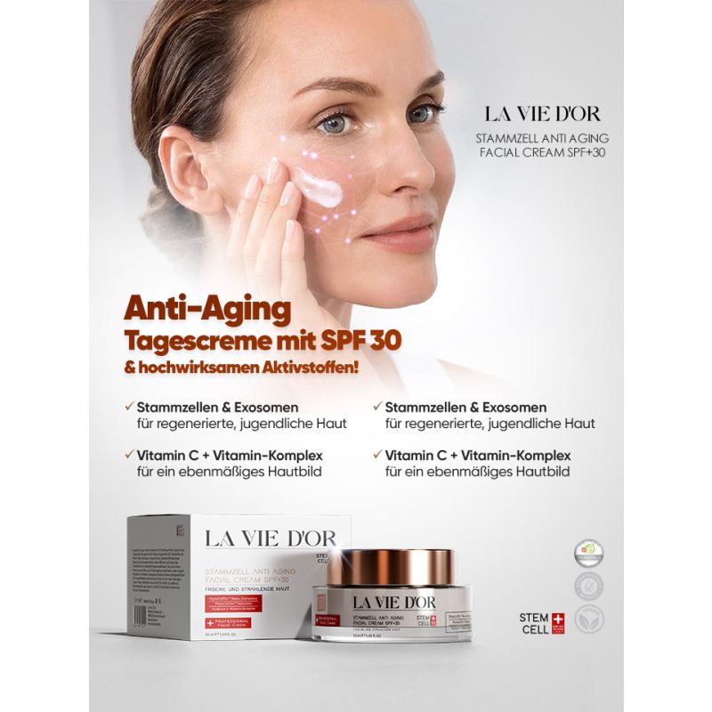 LaVieDor Anti-Aging Tagescreme mit LSF 30 – Mit Hyaluronsäure & Vitamin-Komplex