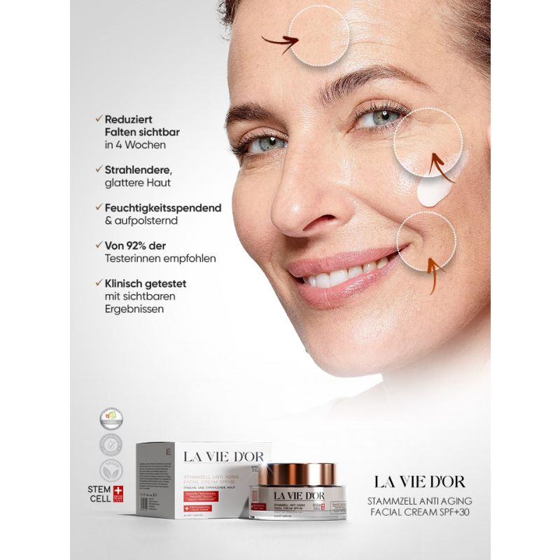 LaVieDor Anti-Aging Tagescreme mit LSF 30 – Mit Hyaluronsäure & Vitamin-Komplex