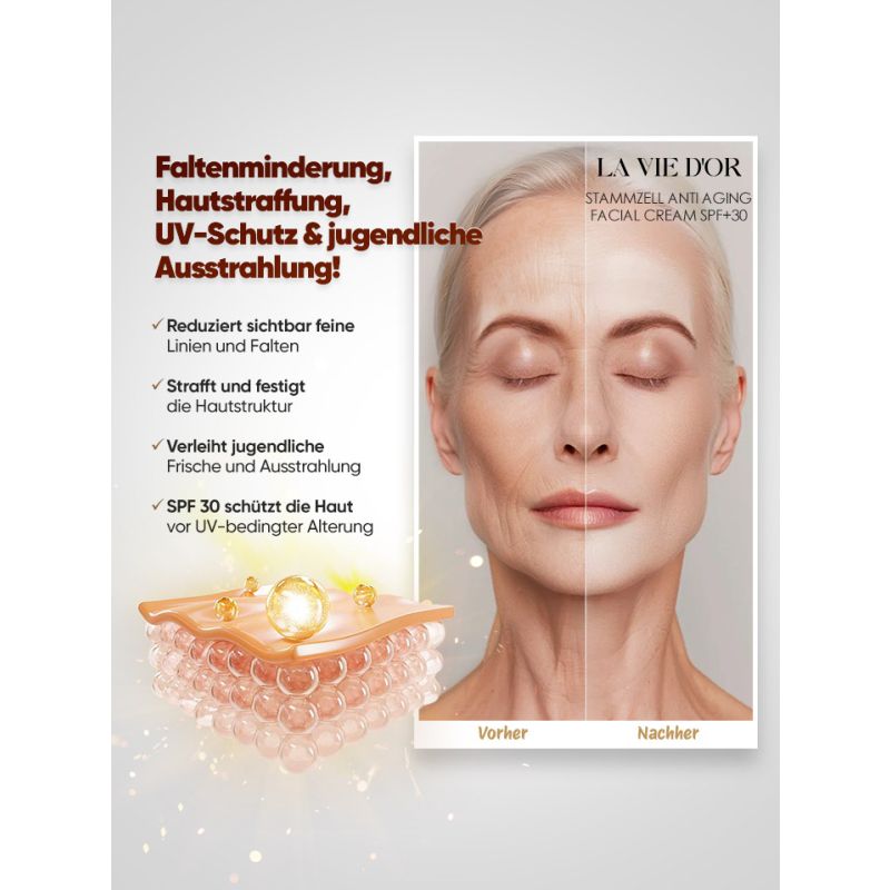 LaVieDor Anti-Aging Tagescreme mit LSF 30 – Mit Hyaluronsäure & Vitamin-Komplex