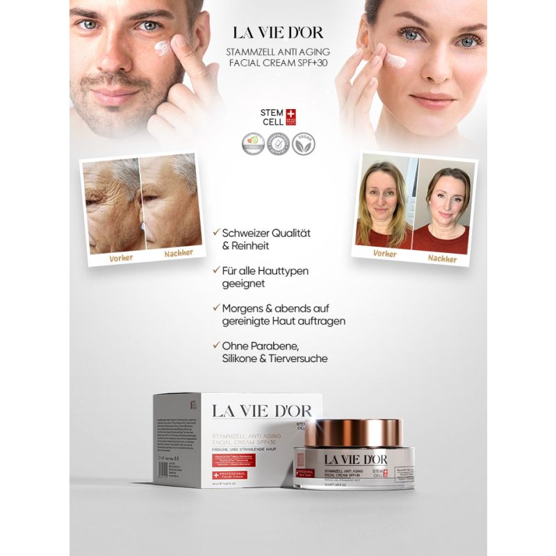 LaVieDor Anti-Aging Tagescreme mit LSF 30 – Mit Hyaluronsäure & Vitamin-Komplex