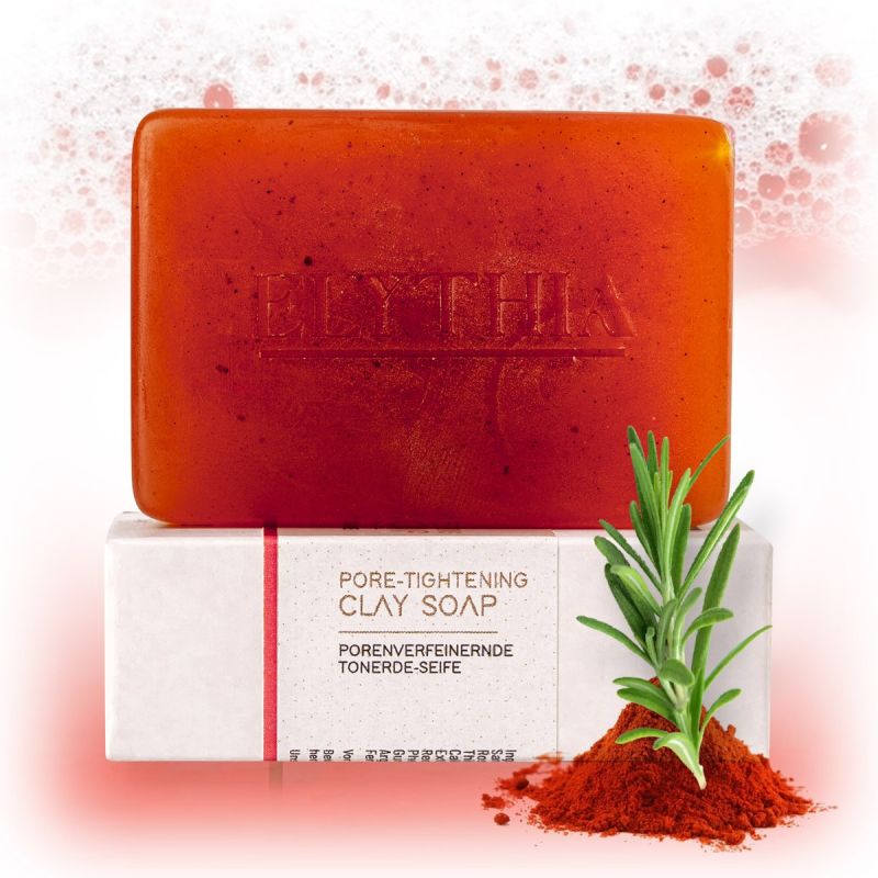 Elythia Rote Tonerde & Rosmarin Seife – Porenverfeinernde Reinigung
