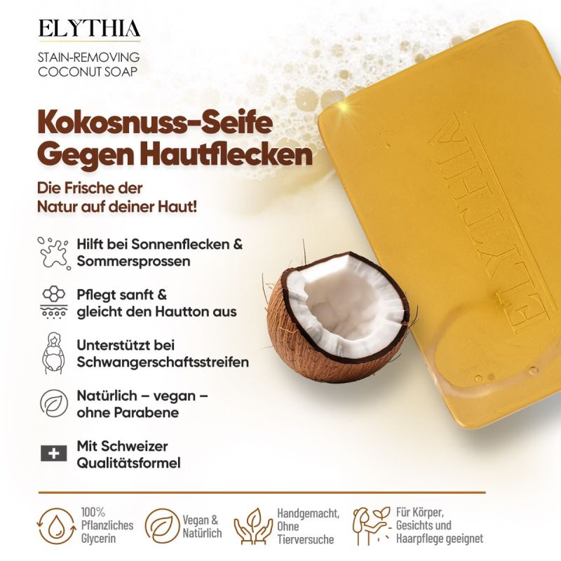 Elythia Kokosnuss-Seife Gegen Hautflecken – Natürlich pflegend & ausgleichend