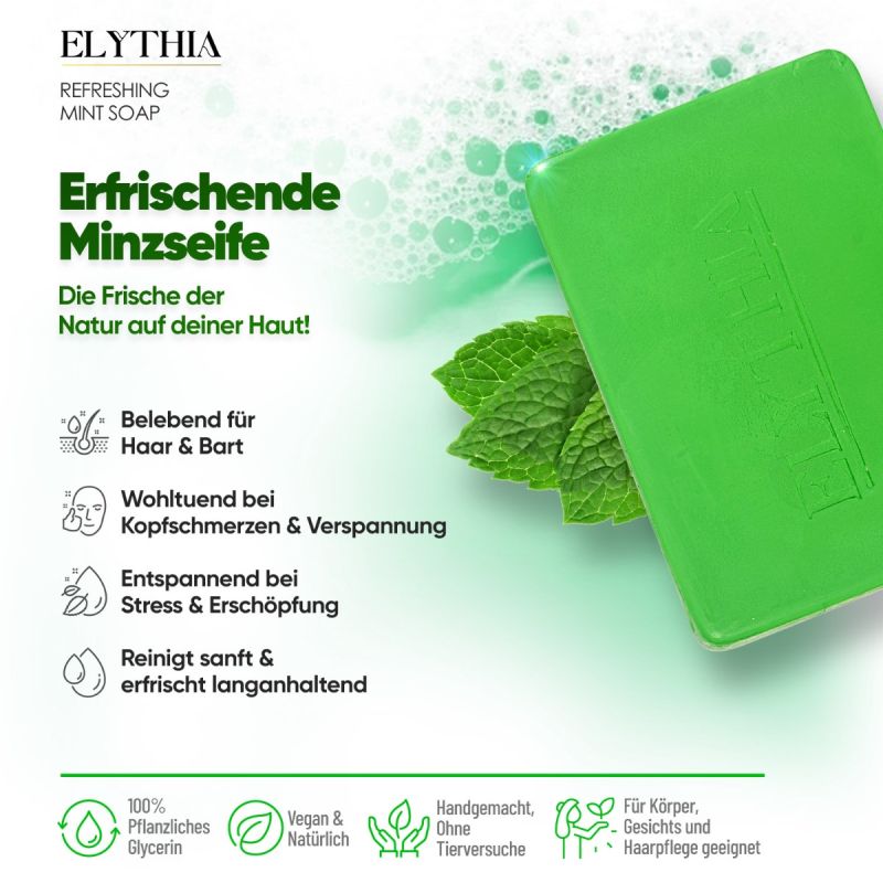 Elythia Erfrischende Minzseife – Handgemacht mit pflanzlichem Glycerin